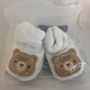 Adorable White Bear Baby Booties